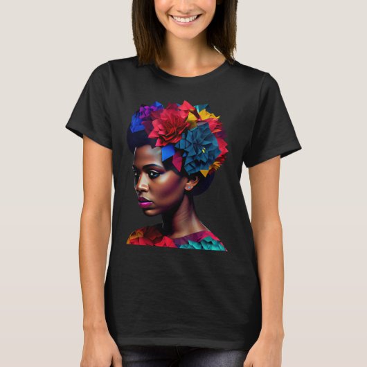African Abstract Beautiful Black Woman Origami Que T-shirt (Voorkant)