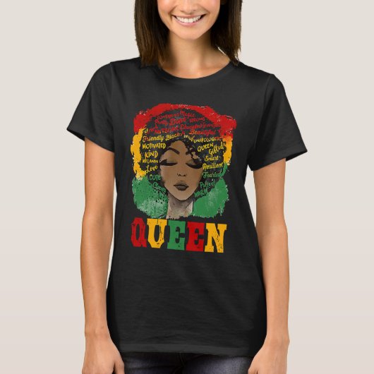 African Afro Queen Strong Black Women Black Histor T-shirt (Voorkant)