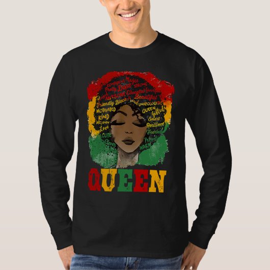 African Afro Queen Strong Black Women Black Histor T-shirt (Voorkant)