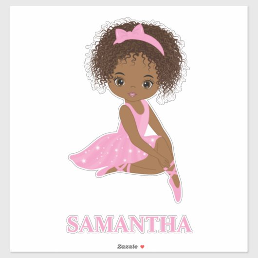 African Amecan Ballerina Girl Vinyl Sticker (Vel)