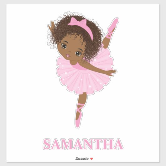 African Amecan Ballerina Girl Vinyl Sticker (Vel)
