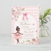 African America Ballerina Gingham Arch Baby shower Kaart (Staand voorkant)