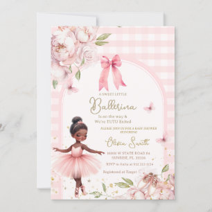 African America Ballerina Gingham Arch Baby shower Kaart