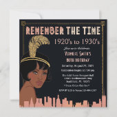 African American 1920s Style Birthday Invitation Kaart (Voorkant)