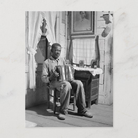 African American Accordion Player, 1941 Briefkaart (Voorkant)