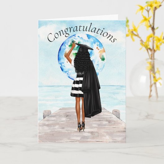 African American Afstuderen Gefeliciteerd Kaart (Gele Bloem)