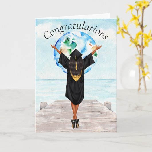 African American Afstuderen Gefeliciteerd Kaart (Gele Bloem)