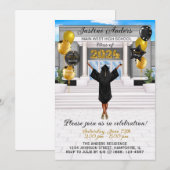 African American Afstuderen Invitation Aankondigin Kaart (Voorkant / Achterkant)