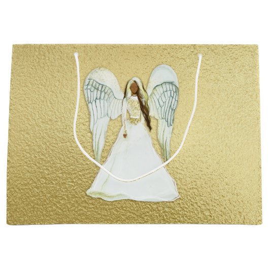 African American Angel Gift Bag Groot Cadeauzakje (Voorkant)