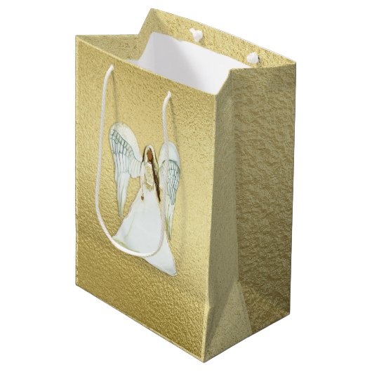 African American Angel Gift Bag Medium Cadeauzakje (Voorkant Gekanteld)