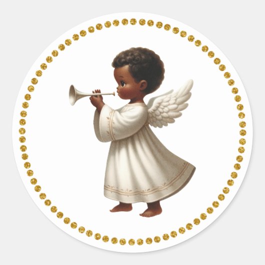African American Angel Kerst sticker (Voorkant)