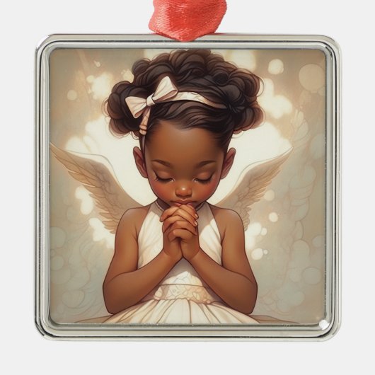 African American Angel Wings Metalen Ornament (Voorkant)