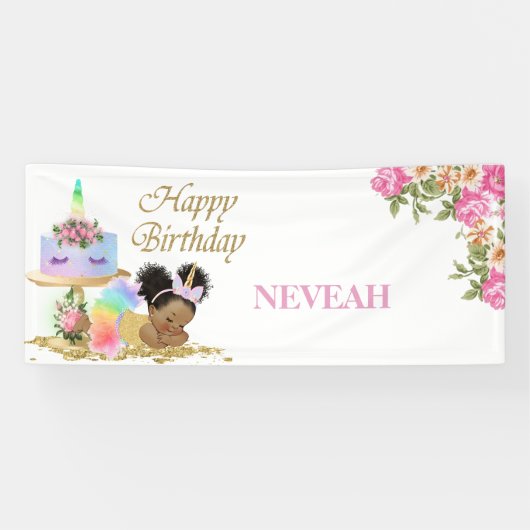 African American Baby Birthday Banner (Horizontaal)