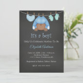 African American Baby Boy Baby shower Uitnodiging (Staand voorkant)