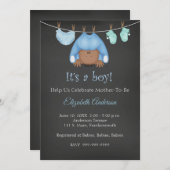 African American Baby Boy Baby shower Uitnodiging (Voorkant / Achterkant)