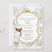 African American Baby Boy Baptisme Gold Cross Kaart (Voorkant)