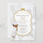 African American Baby Boy Baptisme Gold Cross Kaart (Voorkant)