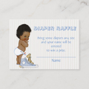 African American Baby Boy Diaper Raffle Ticket Informatiekaartje