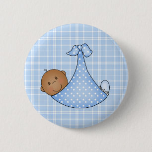 African American Baby Boy in Blanket  Ronde Button 5,7 Cm
