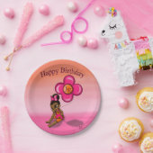 African American Baby Girl 1ste verjaardag Papieren Bordje (Feest)