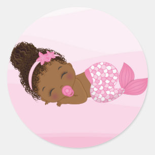 African American Baby Girl, Baby Mermaid Sticker