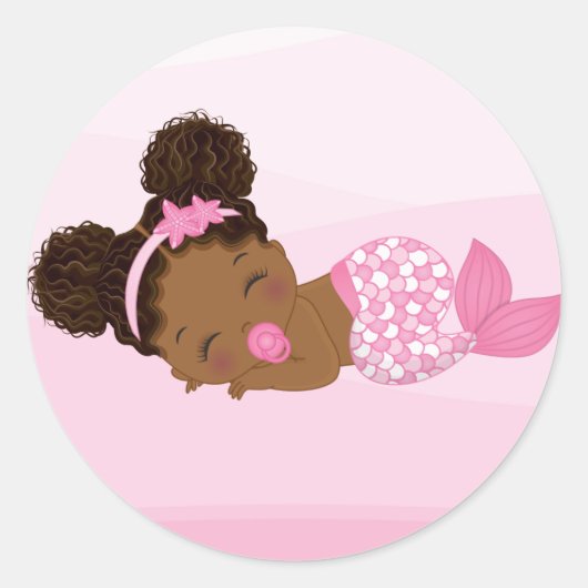 African American Baby Girl, Baby Mermaid Sticker (Voorkant)