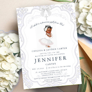 African American Baby Girl Baptism Christening Kaart