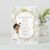 African American Baby Girl Baptism Gold Cross Kaart (Staand voorkant)