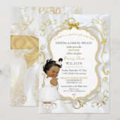 African American Baby Girl Baptism Gold Cross Kaart (Voorkant / Achterkant)