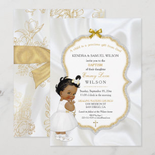 African American Baby Girl Baptism Gold Cross Kaart