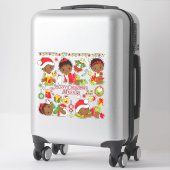 African American Baby Girl Merry kerstaker Sticker (Koffer)