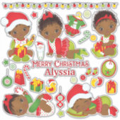 African American Baby Girl Merry kerstaker Sticker (Voorkant)