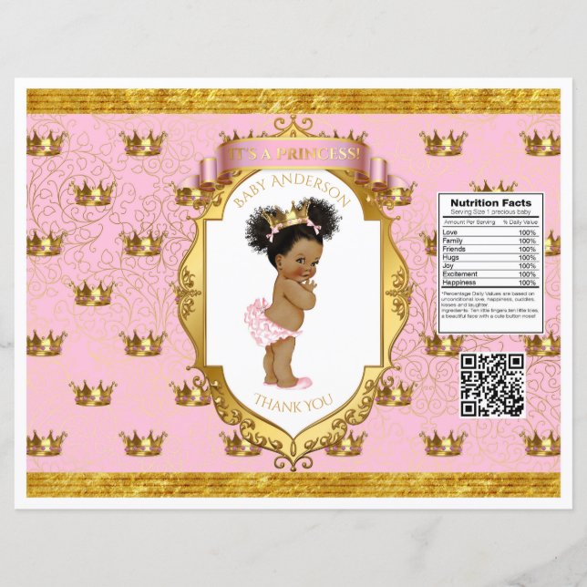 African American Baby Girl Pink Gold Chip Bag (Voorkant)