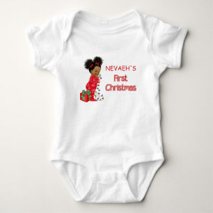 African American Baby Girl's First ChristmaT-Shirt Romper