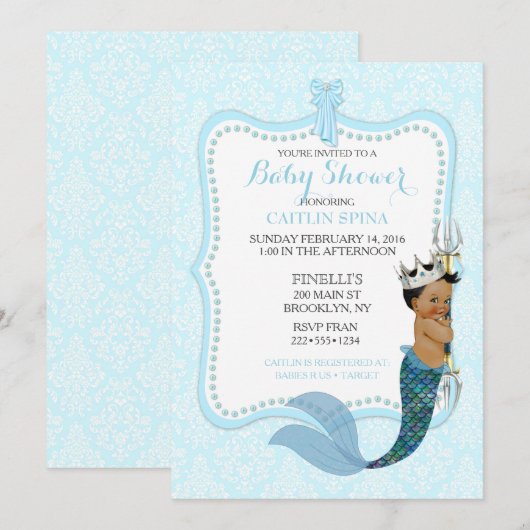 African American Baby Merman Prince Crown Kaart (Voorkant / Achterkant)
