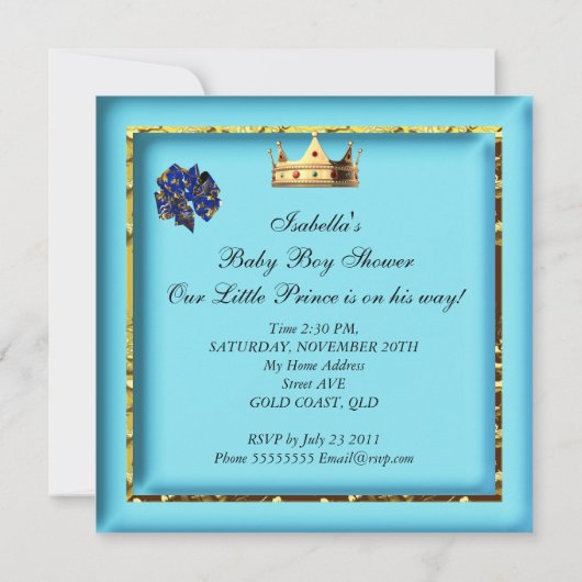 African American Baby shower Blue Gold Boy Kaart (Achterkant)