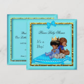 African American Baby shower Blue Gold Boy Prince Kaart (Voorkant / Achterkant)