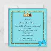 African American Baby shower Blue Gold Boy Prince Kaart (Achterkant)