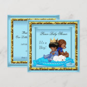 African American Baby shower Blue Gold Boy Prince Kaart (Voorkant / Achterkant)