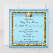 African American Baby shower Blue Gold Boy Prince Kaart (Achterkant)