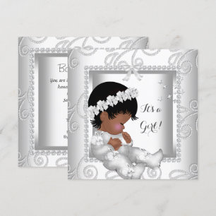 African American Baby shower Girl Diamond White Kaart