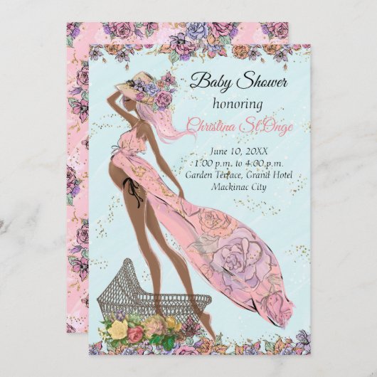 African American Baby shower Invitation Kaart (Voorkant / Achterkant)