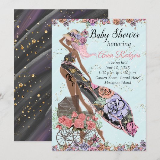 African American Baby shower Invitation Kaart (Voorkant / Achterkant)