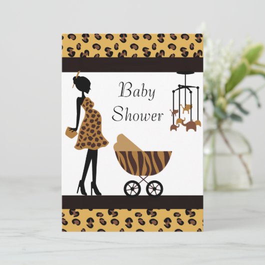 African American Baby shower Invitation Safari Kaart (Staand voorkant)