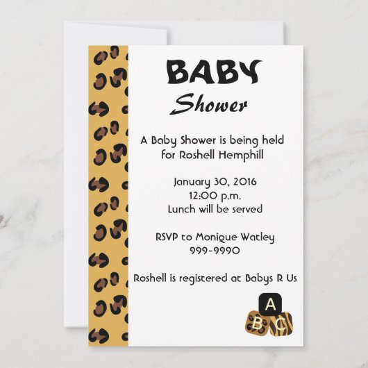 African American Baby shower Invitation Safari Kaart (Achterkant)