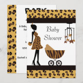 African American Baby shower Invitation Safari Kaart (Voorkant / Achterkant)