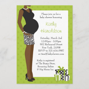 African American Baby shower Unisex Green Zebra Kaart