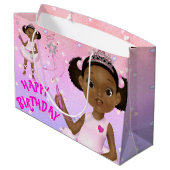 African American Ballerina Fairy Princess Groot Cadeauzakje (Achterkant Gekanteld)