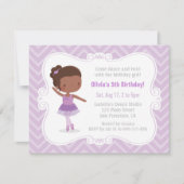 African American Ballerina Girl Birthday Party Kaart (Voorkant)