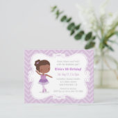 African American Ballerina Girl Birthday Party Kaart (Staand voorkant)